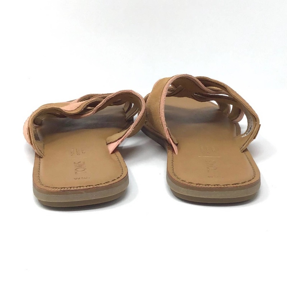 Toms | Val Tan Pink Suede Criss Cross Strap Slide Sandals 9.5 - Picture 5 of 8